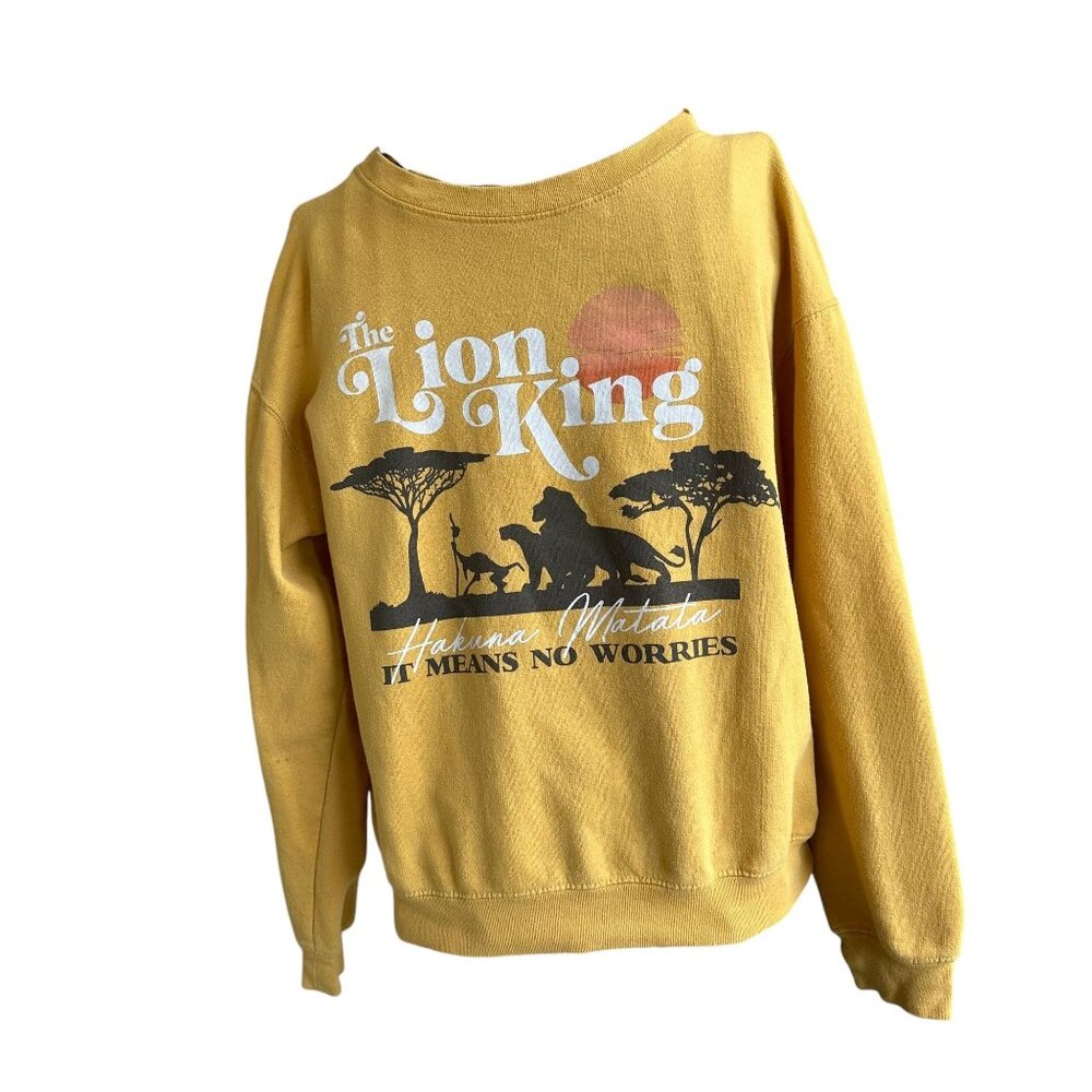VTG Disney Lion King Sweatshirt Small Gold Hakuna Matata No Worries Musi…